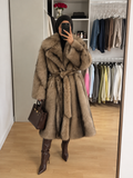 Manteau long en fourrure Choco avec ceinture