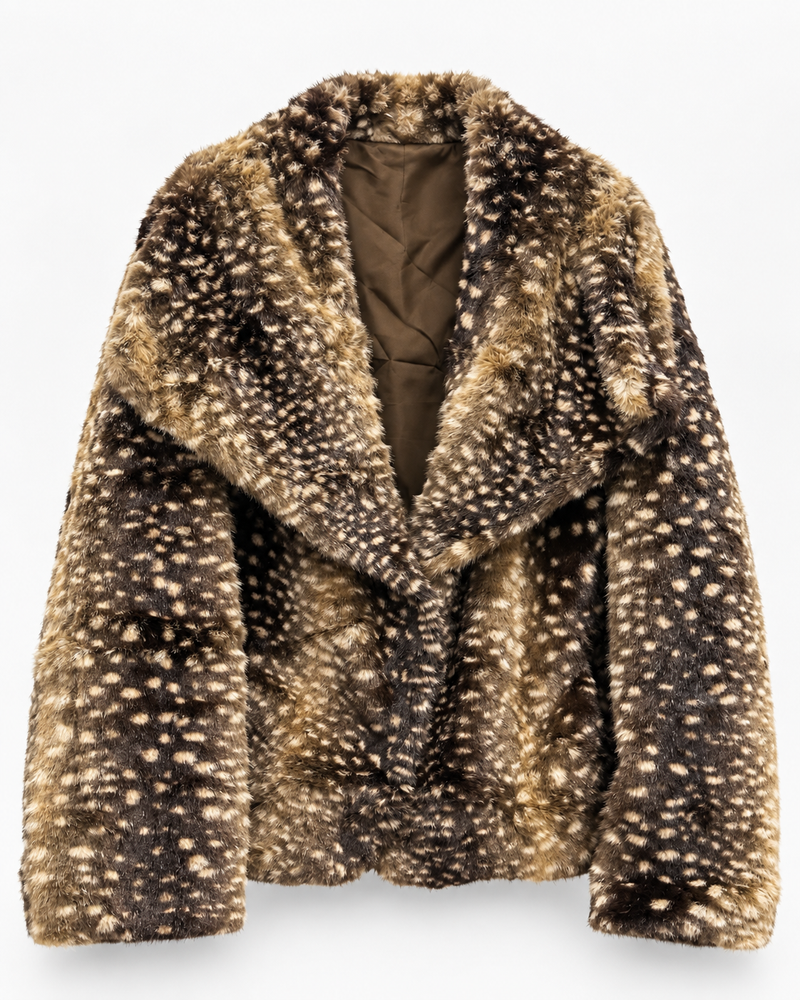 Veste courte en fourrure tachetée